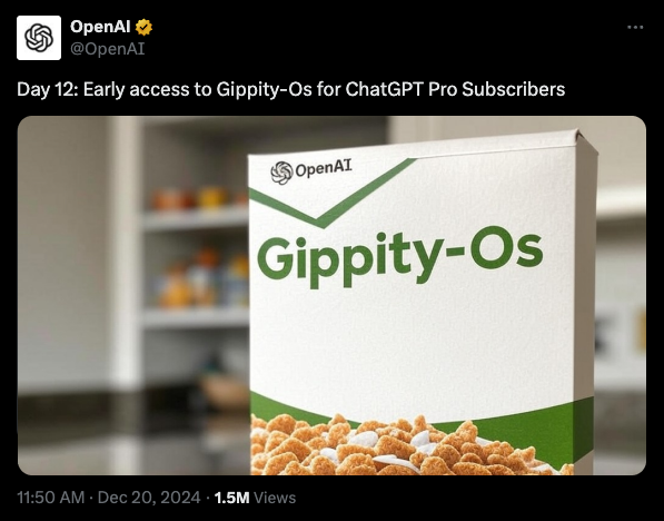 Annoucement of Gippity-Os on X (formerly twitter)